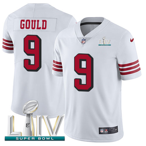 San Francisco 49ers Nike #9 Robbie Gould White Super Bowl LIV 2020 Rush Youth Stitched NFL Vapor Untouchable Limited Jersey->youth nfl jersey->Youth Jersey